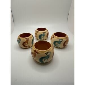 Vintage Wooden Kokopelli Napkin Rings Set Of 4 Southwestern Aztec Table Decor